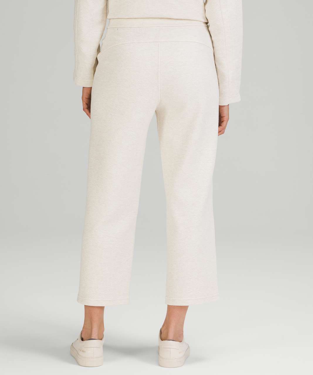 Ribbed Straight Leg Knit Pants in Cream