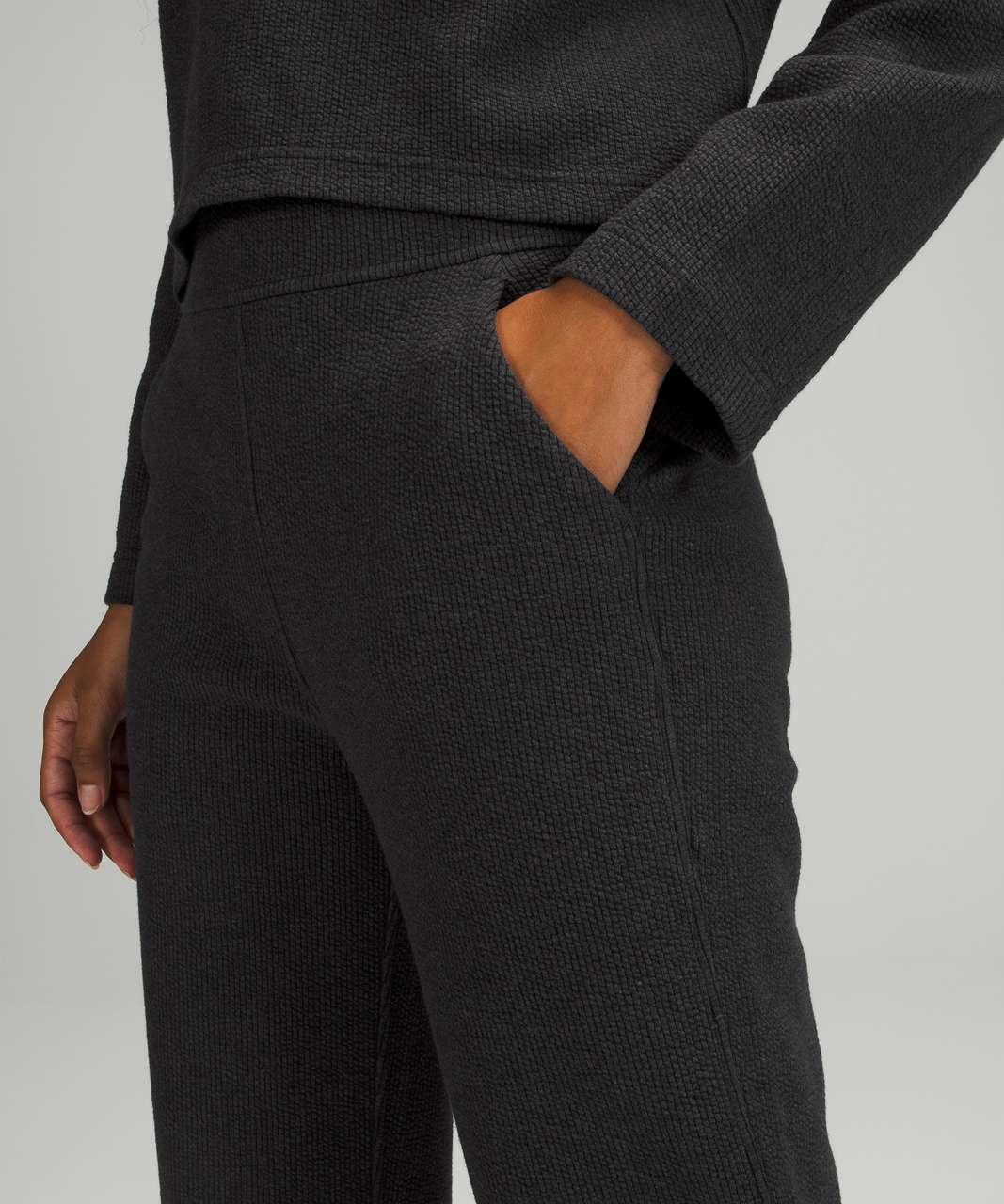 Lululemon Ribbed Straight Leg Super-High-Rise Crop 23" - Heathered Black