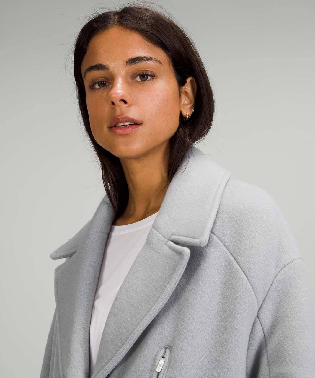 Lululemon Wool Long Coat - Light Grey - lulu fanatics