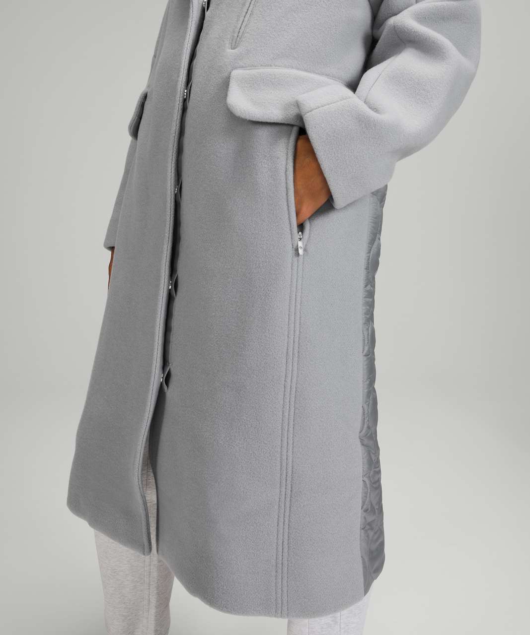 Lululemon Wool Long Coat - Light Grey - lulu fanatics