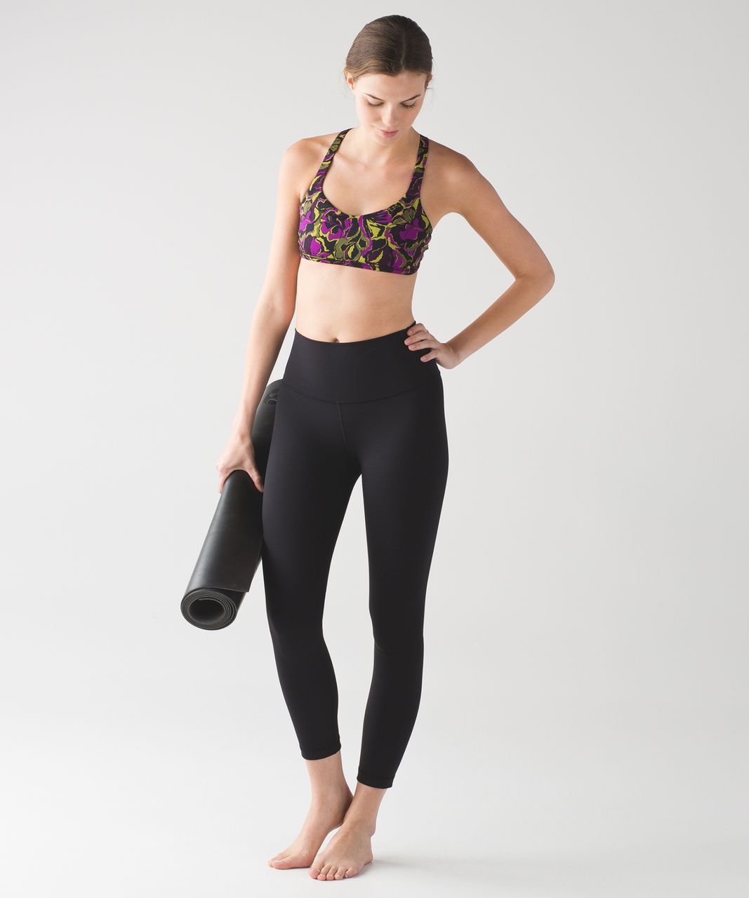 Lululemon Free To Be Zen Bra - Mini Boom Bloom Chartreuse Green Aurora / Black