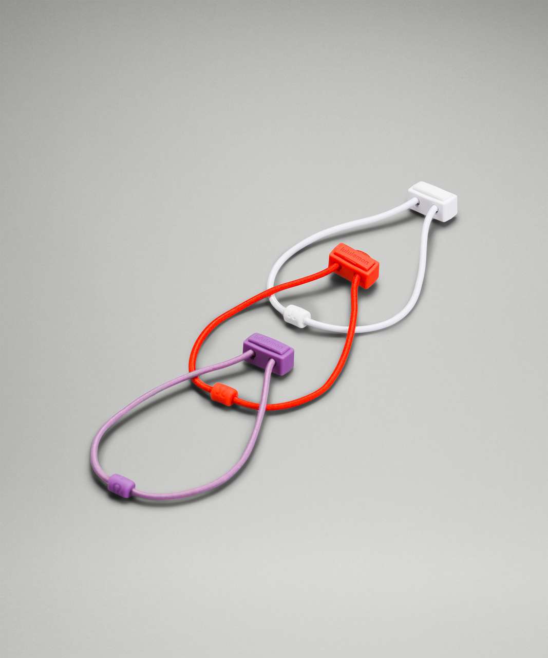 Lululemon Adjustable Hair Tie 3 Pack - White / Autumn Red / Wisteria Purple