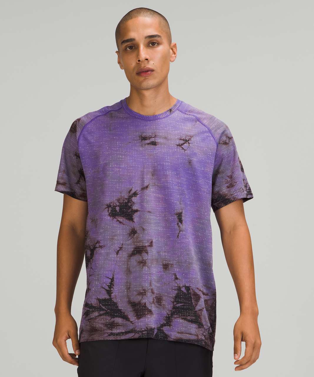 Lululemon Metal Vent Tech Short Sleeve Shirt 2.0 - Disconnect Marble Dye Petrol Purple / Black Granite