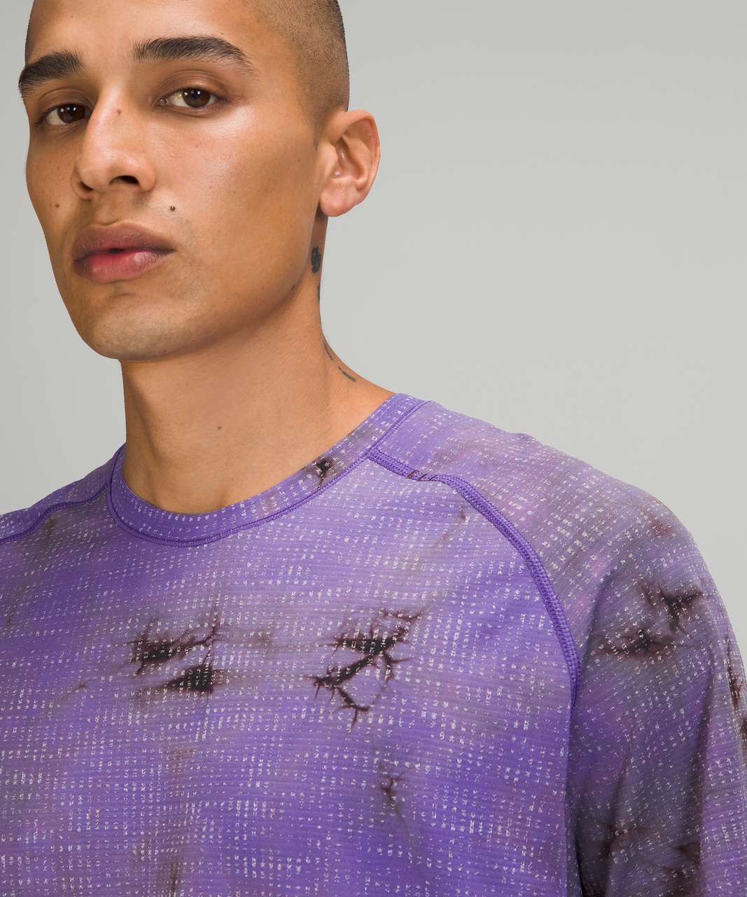 Lululemon Metal Vent Tech Short Sleeve Shirt 2.0 - Disconnect Marble Dye Petrol Purple / Black Granite