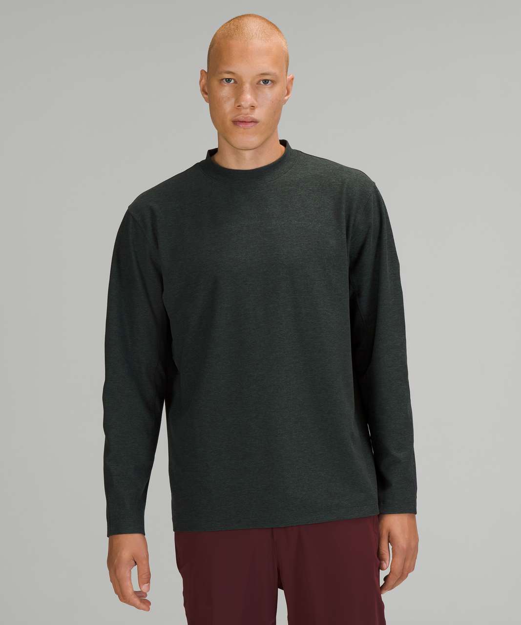 Lululemon Rulu Mock Neck Long Sleeve - Heathered Rainforest Green - lulu  fanatics