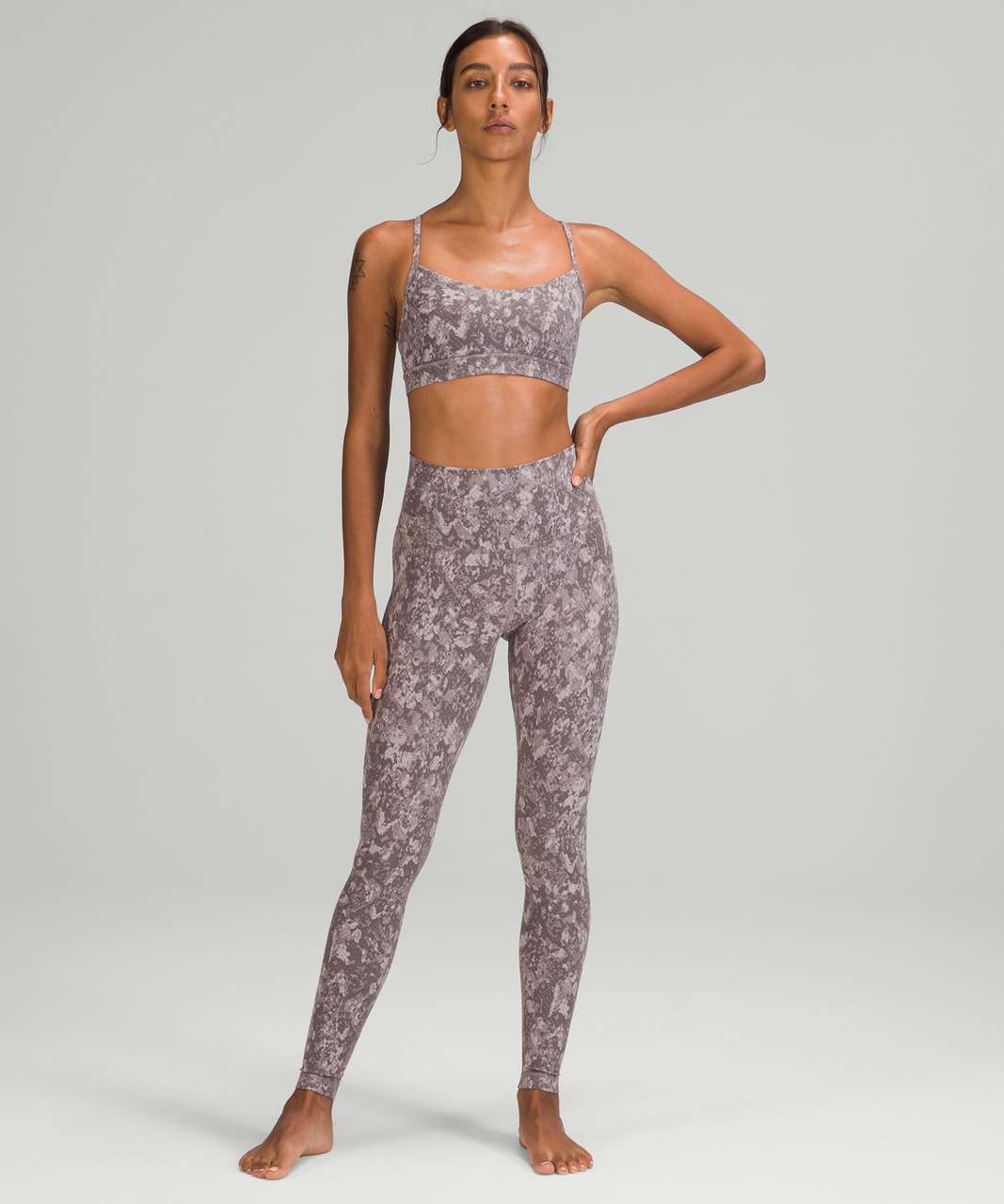 LULULEMON FLOW Y BRA *NULU 2/XXS INCOGNITO CAMO MULTI GREY INCL