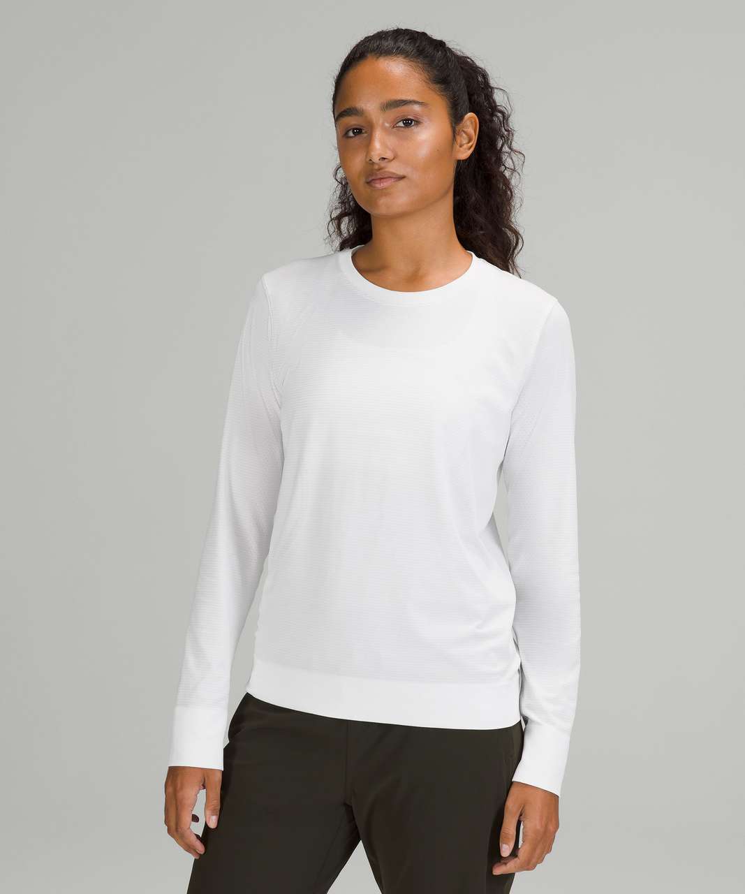 Lululemon Swiftly Relaxed Long Sleeve - White / White / Black - lulu  fanatics