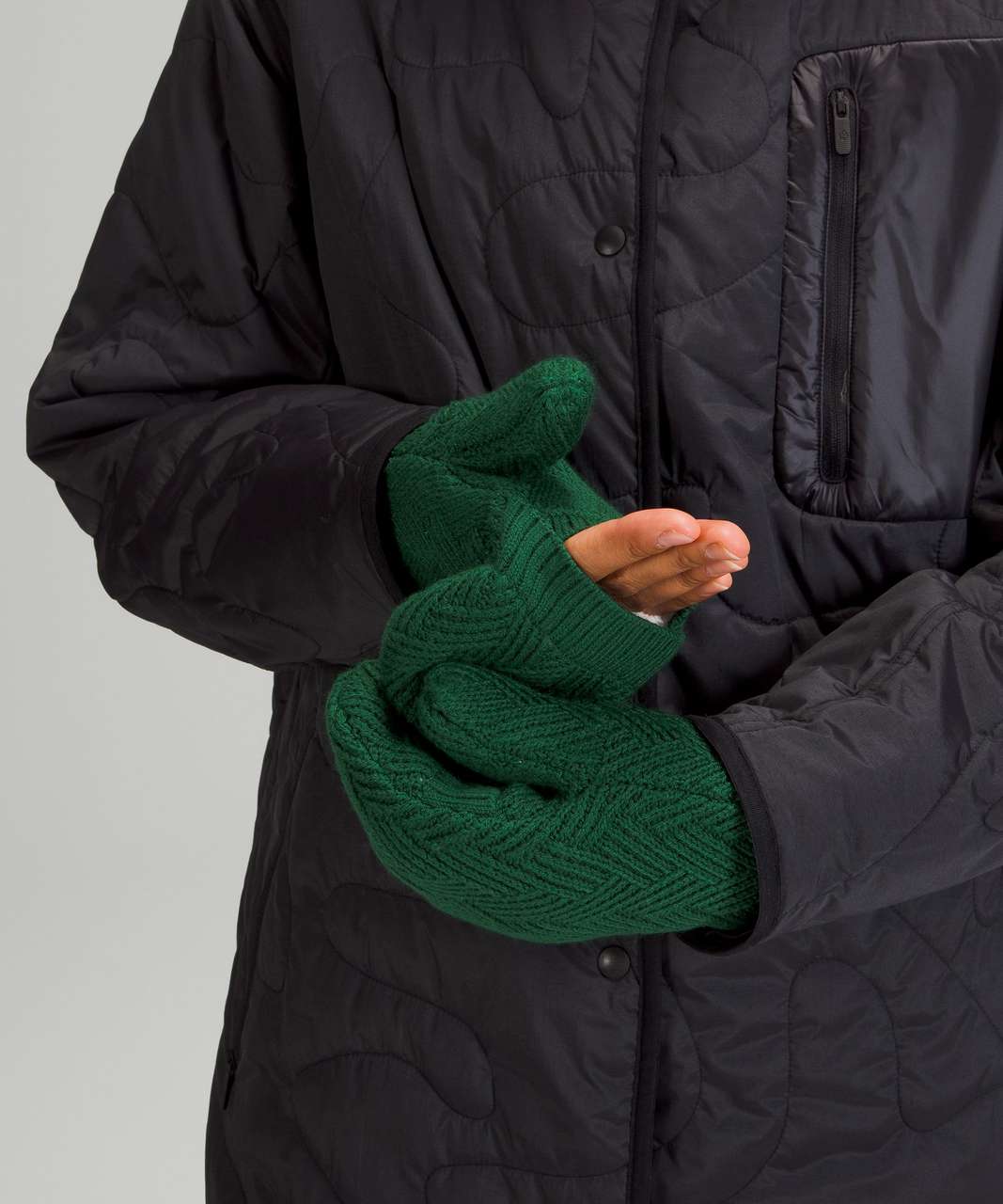 Lululemon Chevron Knit Mitten - Everglade Green - lulu fanatics