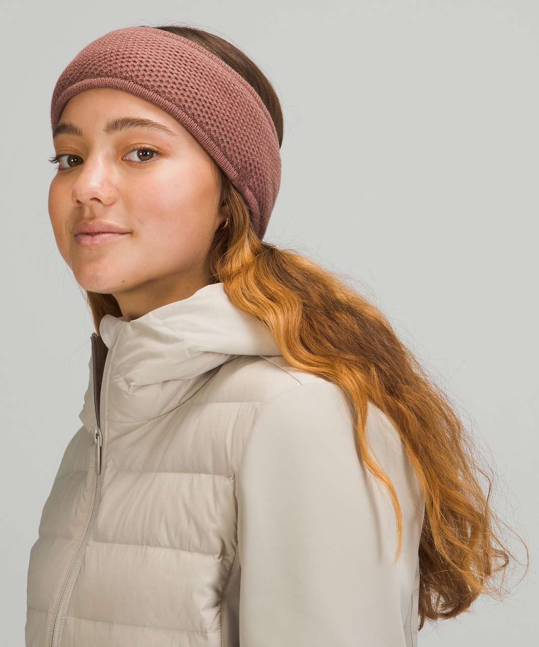 Lululemon Womens Textured Fleece-Lined Knit Ear Warmer - Cassis / Black /  Dark Heather Grey / Black - lulu fanatics