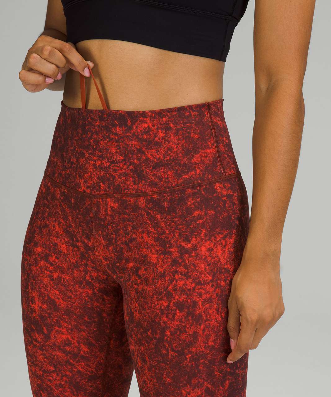 Lululemon Wunder Train High-Rise Crop 23" - Denim Wash Print Autumn Red Black