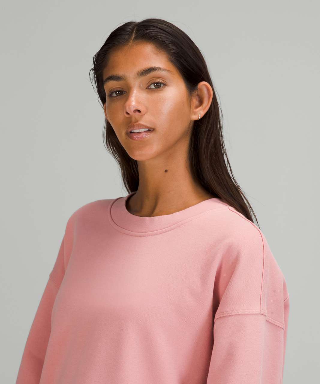 Lululemon Perfectly Oversized Cropped Crew *Softstreme - Pink Blossom -  lulu fanatics