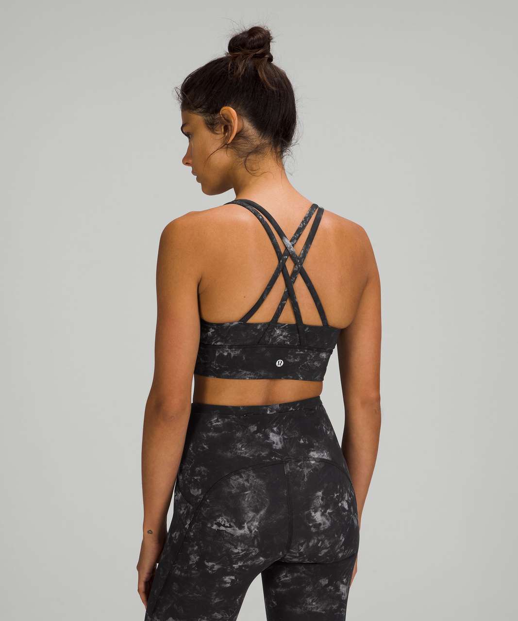 Lululemon Energy Bra - Luminosity Foil Print Black Black - lulu fanatics