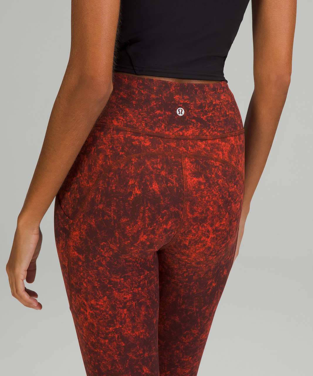 Lululemon Invigorate High-Rise Tight 28 - Denim Wash Print Autumn Red Black  - lulu fanatics