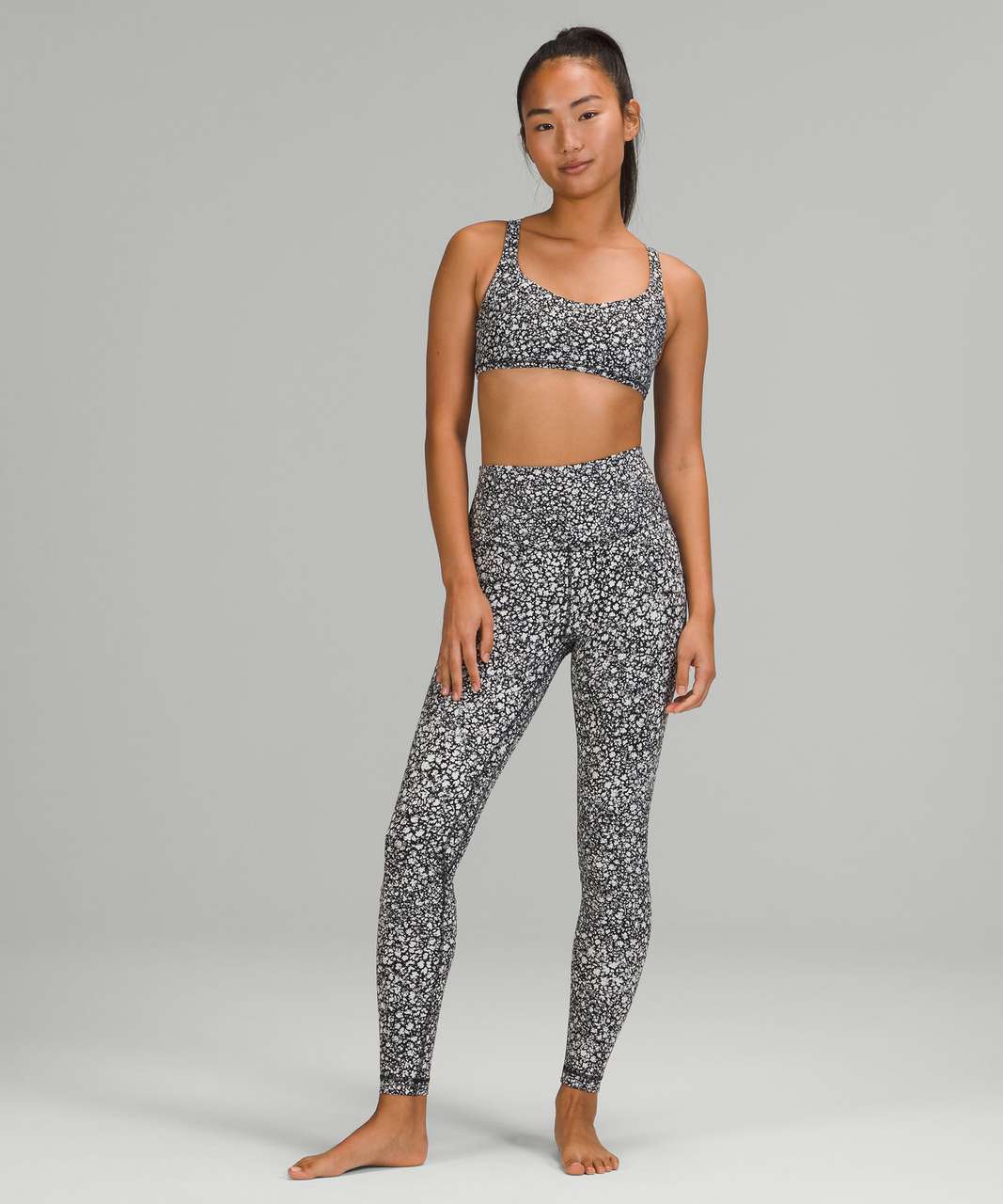 Lululemon Free to Be Bra - Wild *Light Support, A/B Cup - Venture Floral Alpine White Black / White