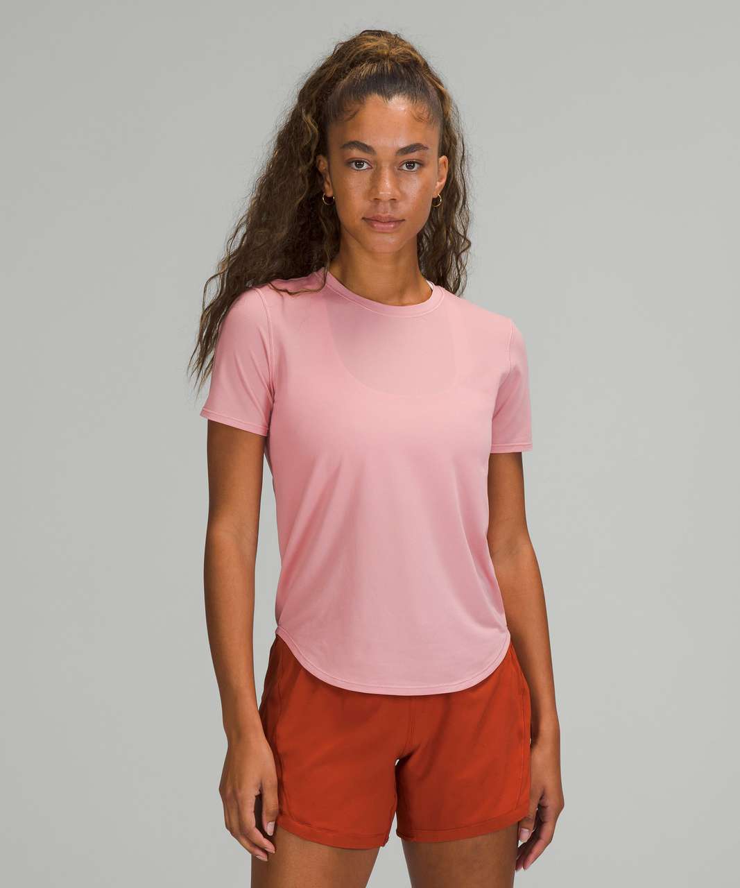 Lululemon High Neck Running and Training T-Shirt - Pink Puff - lulu fanatics