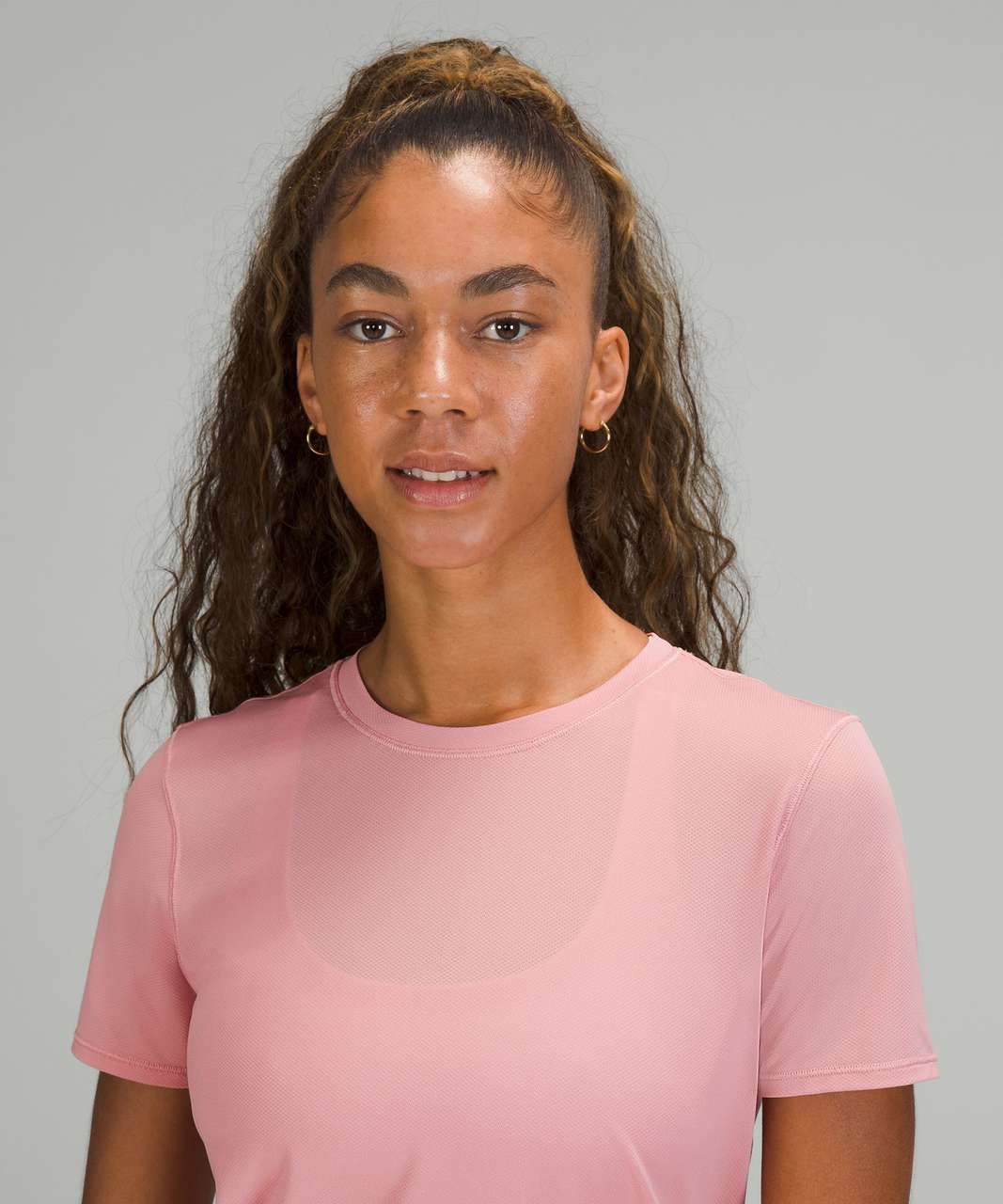 Lululemon High Neck Running and Training T-Shirt - Pink Puff