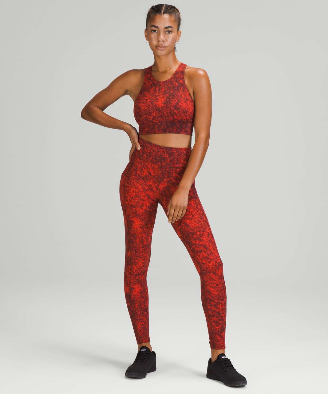 Lululemon Wunder Train Longline Bra *Medium Support, C/D Cup - Denim Wash  Print Autumn Red Black - lulu fanatics