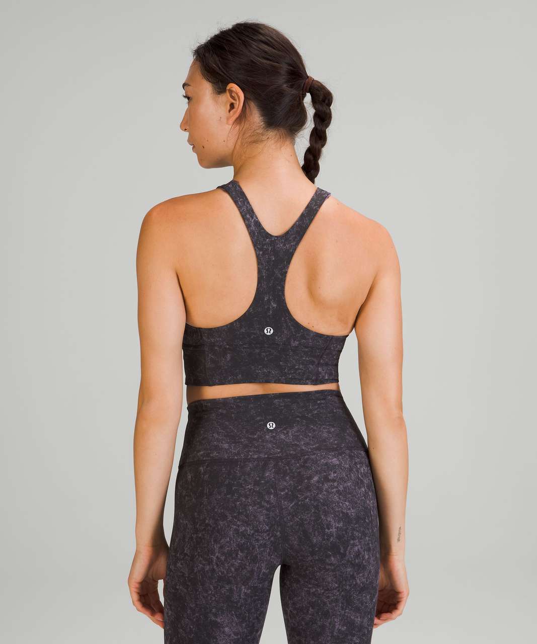 Lululemon Wunder Train Longline Bra *Medium Support, C/D Cup - Denim Wash  Print Dusky Lavender Black - lulu fanatics