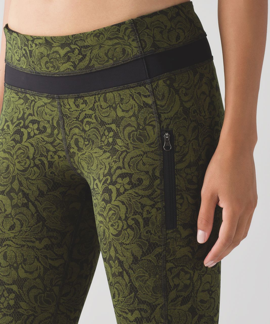 Lululemon Inspire Tight II - Pencil Lace Brave Olive Black / Black