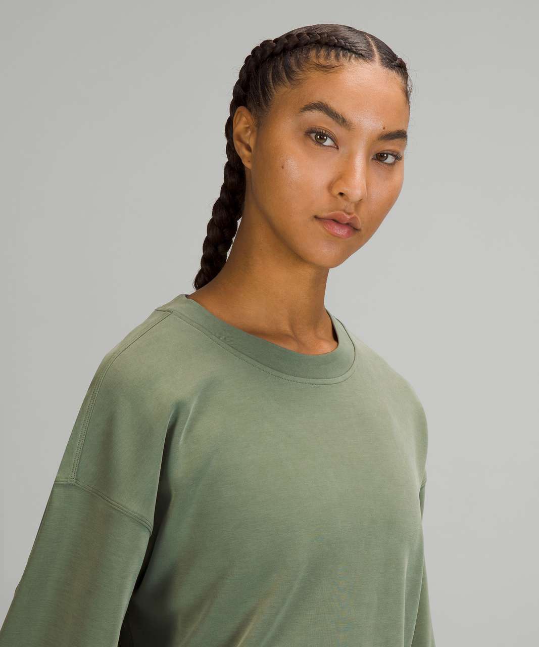 Lululemon Perfectly Oversized Cropped Crew *Softstreme™ - Green Twill