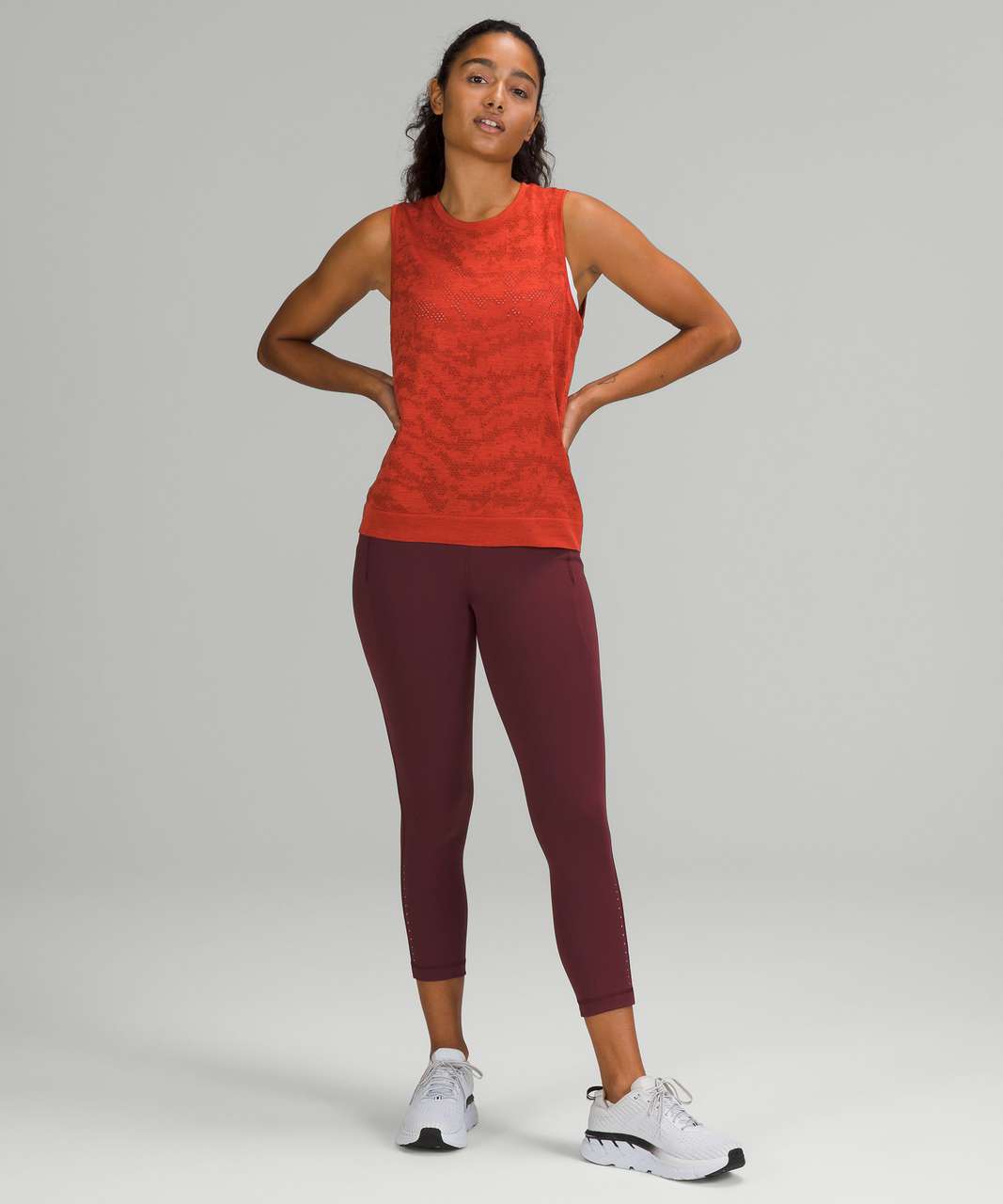 Lululemon Swiftly Breathe Muscle Tank Top - Dot Scape Aztec Brick / Autumn Red