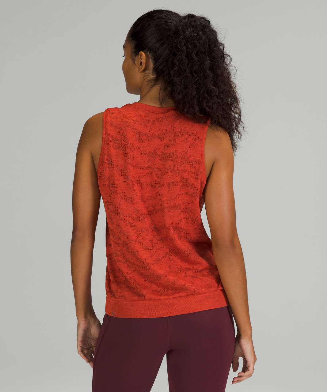 Lululemon Swiftly Breathe Muscle Tank Top - Dot Scape Aztec Brick / Autumn  Red - lulu fanatics