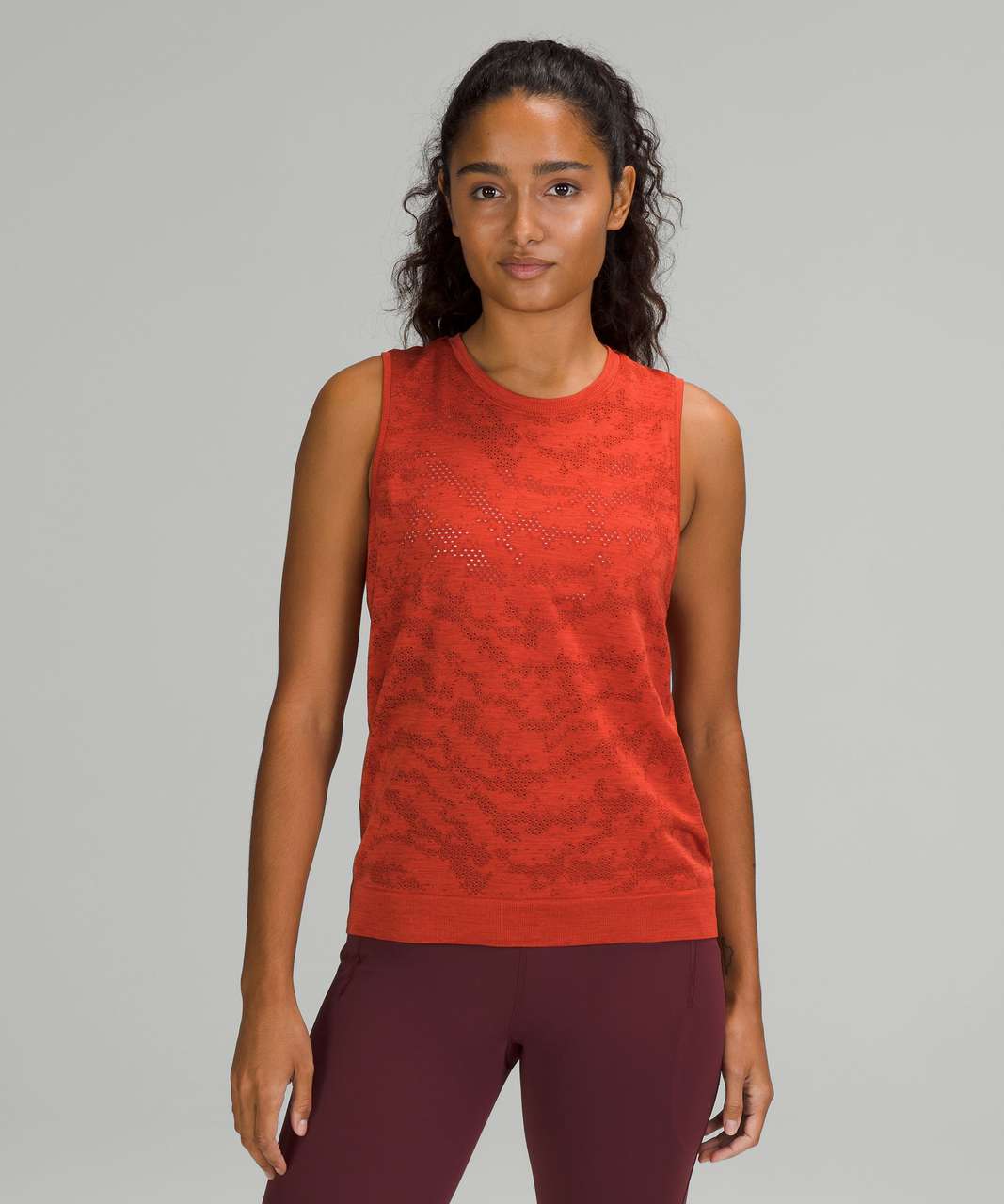 Lululemon Swiftly Breathe Muscle Tank Top - Dot Scape Aztec Brick / Autumn Red