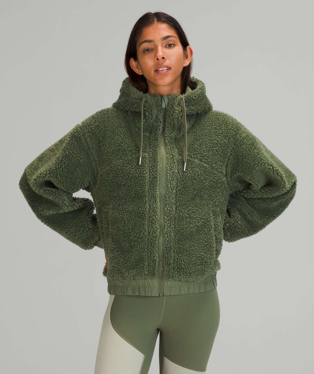 Lululemon Reversible Fleece Jacket - Green Twill - lulu fanatics