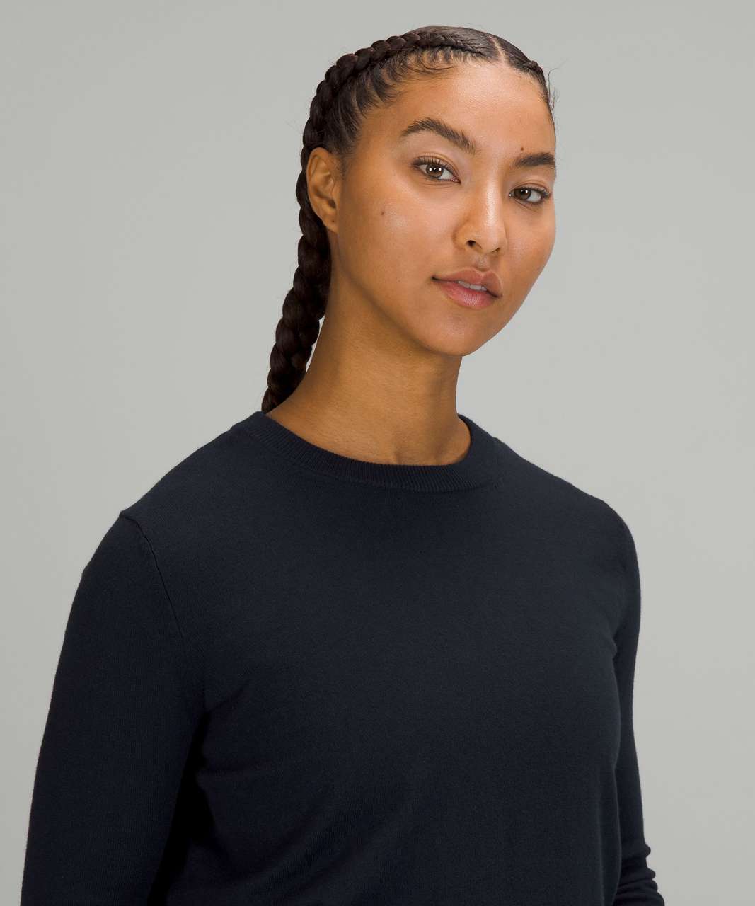 Lululemon Cotton-Cashmere Blend Crewneck Sweater - Heathered Black - lulu  fanatics