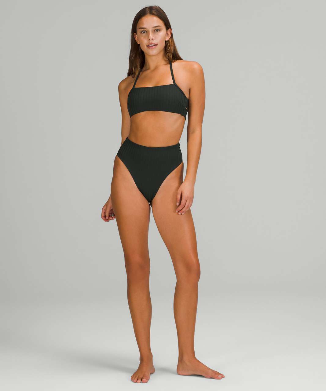 Lululemon Ribbed Halter Cross-Back Swim Top *A/B Cups - Rainforest Green