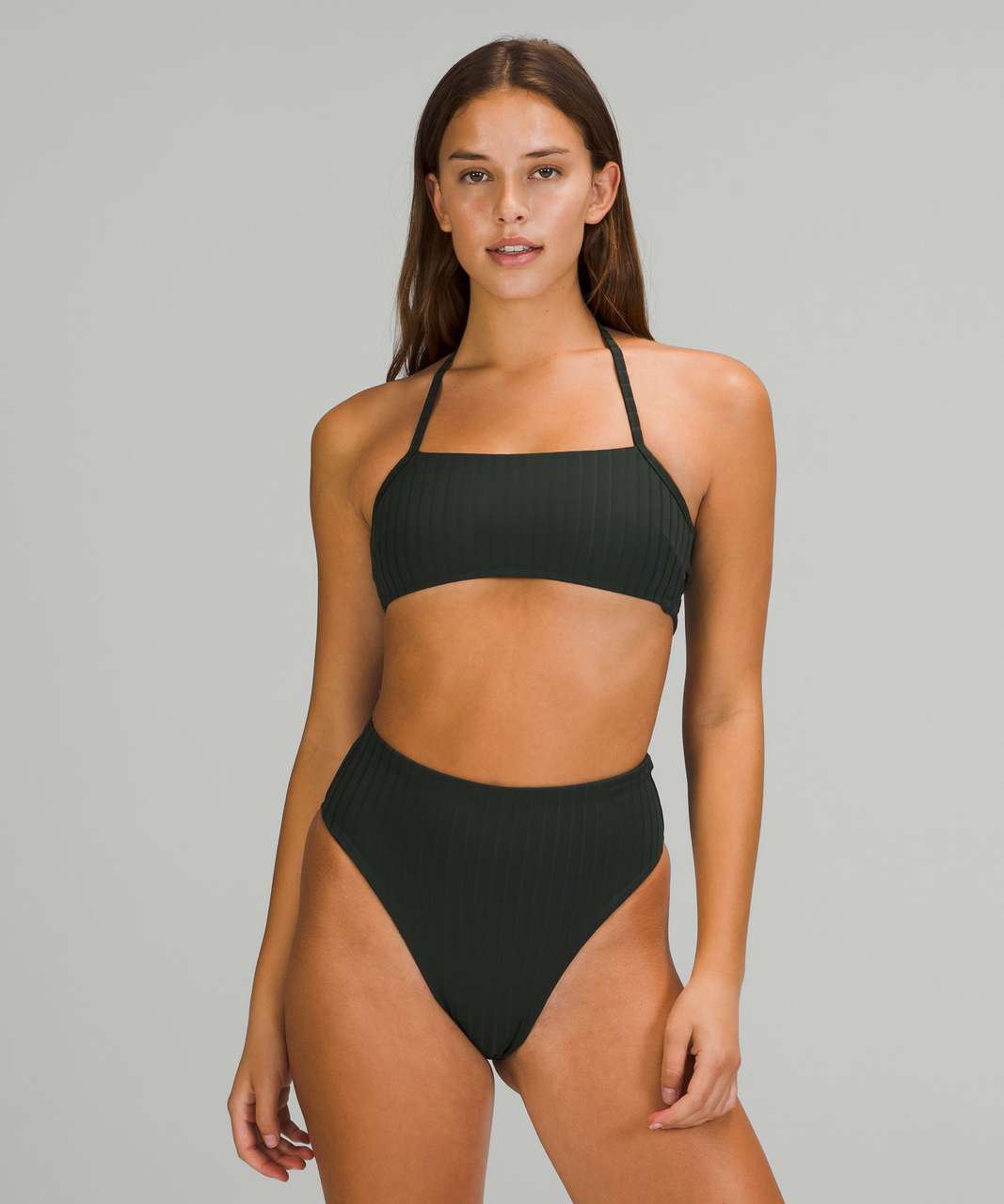 Lululemon Ribbed Halter Cross-Back Swim Top *A/B Cups - Rainforest Green - lulu  fanatics