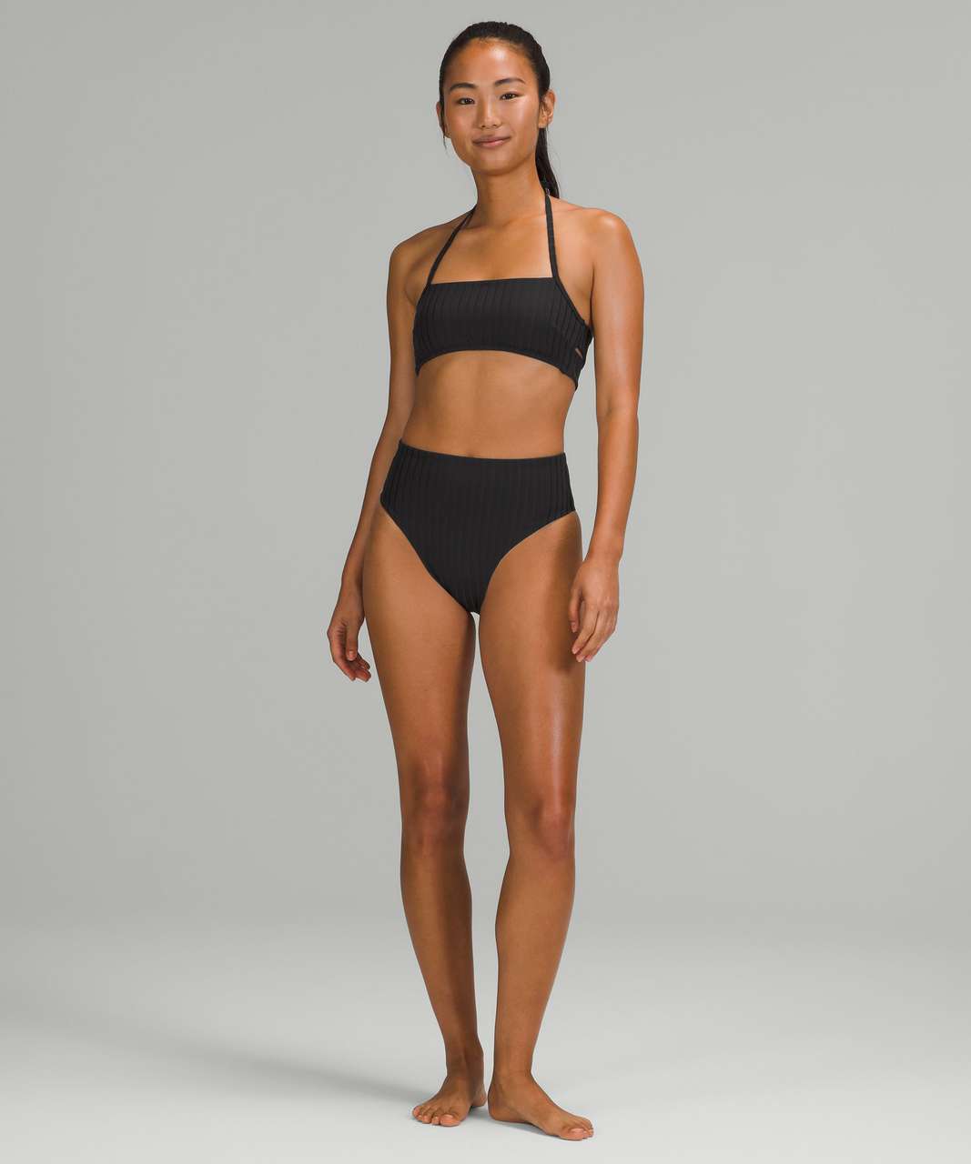 Lululemon Ribbed Halter Cross-Back Swim Top *A/B Cups - Black - lulu  fanatics