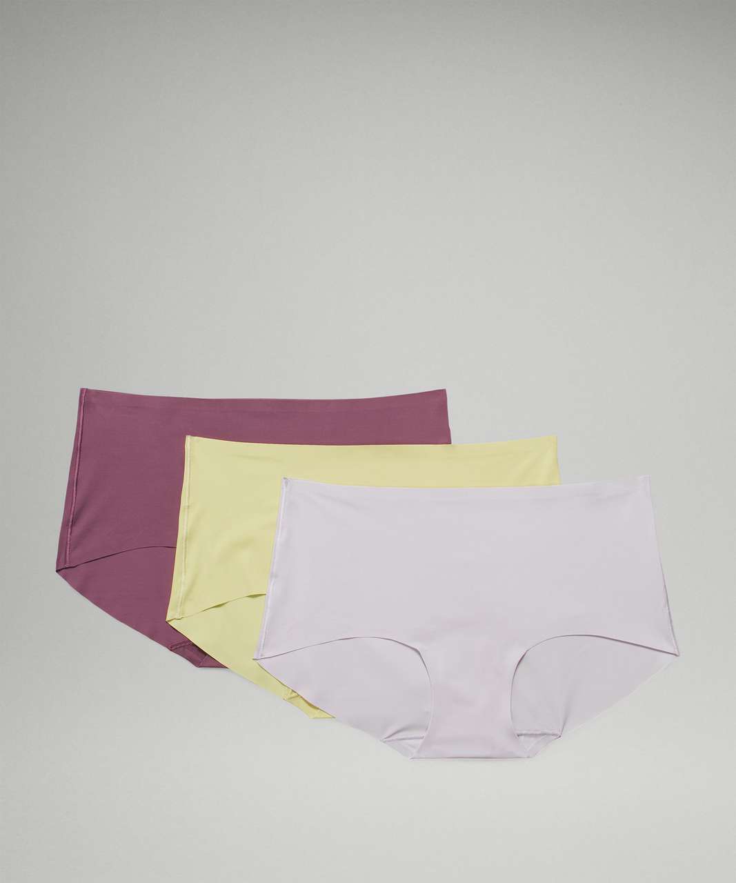 Lululemon InvisiWear Mid Rise Boyshort Underwear 3 Pack - Chrome / Brick  Purple / Dew Green - lulu fanatics