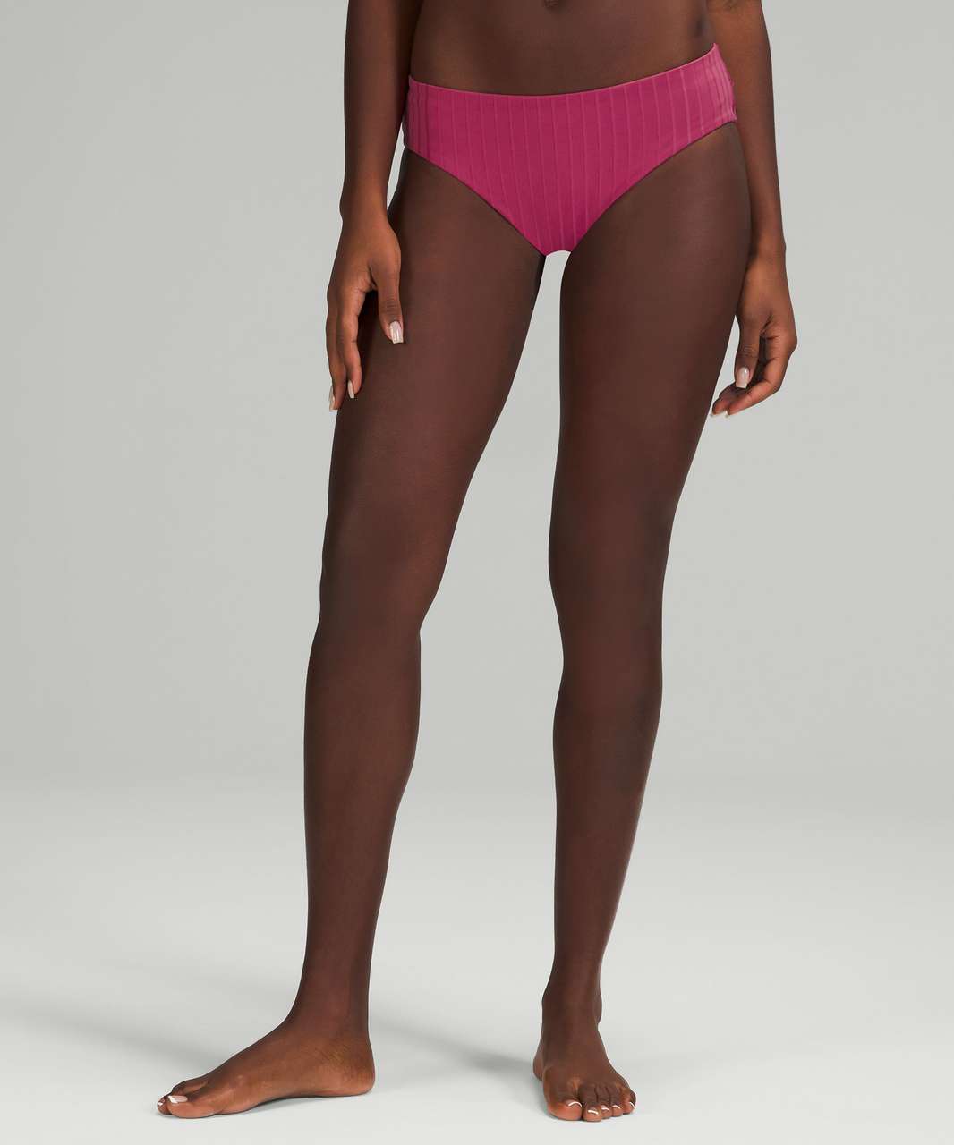 Lululemon Ribbed Mid-Rise Medium Swim Bottom - Pink Lychee