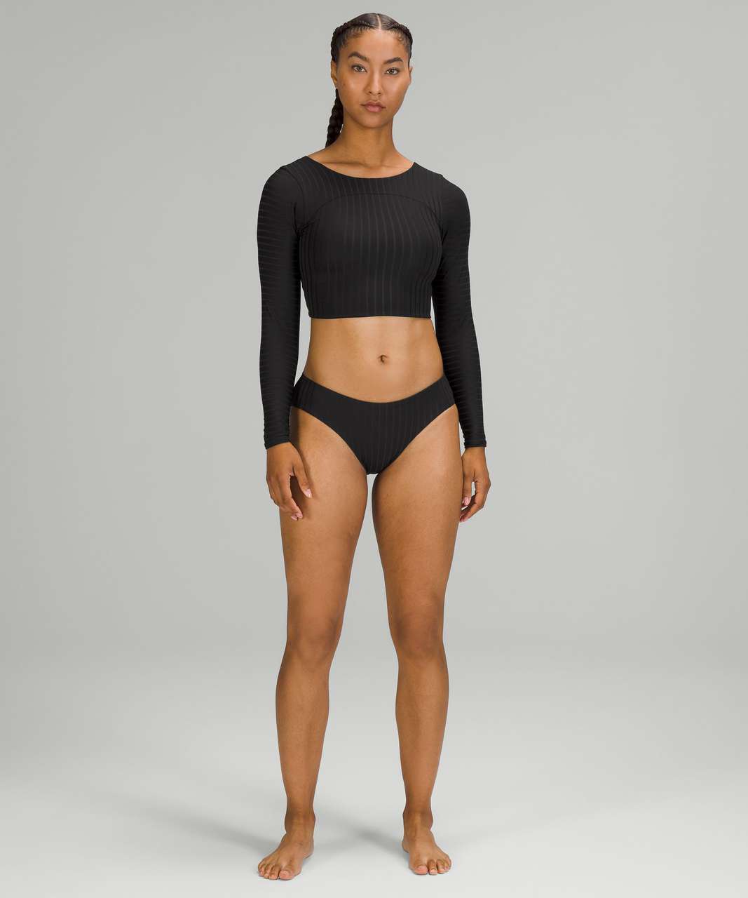 Lululemon Ribbed Mid-Rise Medium Swim Bottom - Black