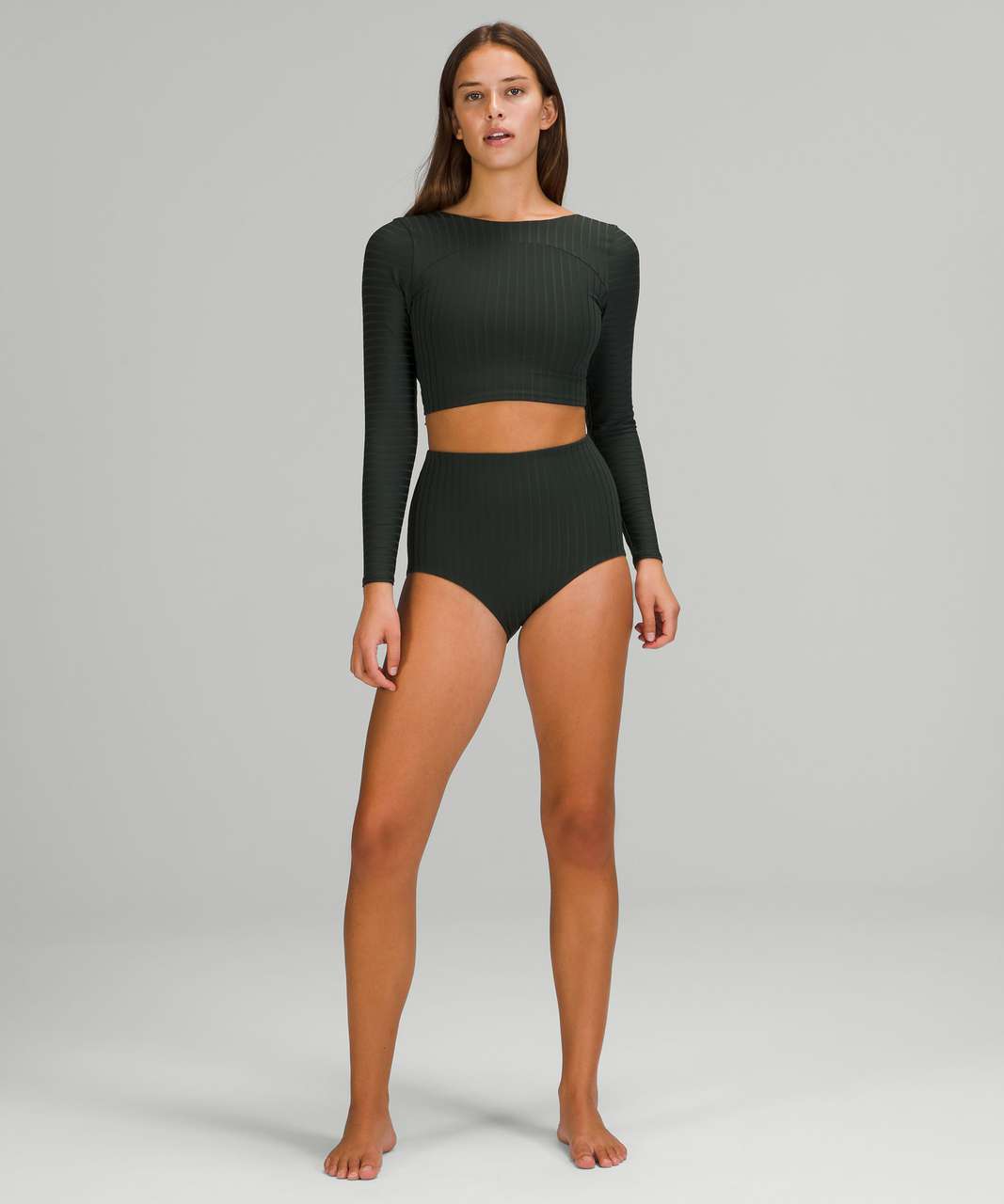 Lululemon Waterside Ribbed High-Waist Full Swim Bottom - Black - lulu  fanatics