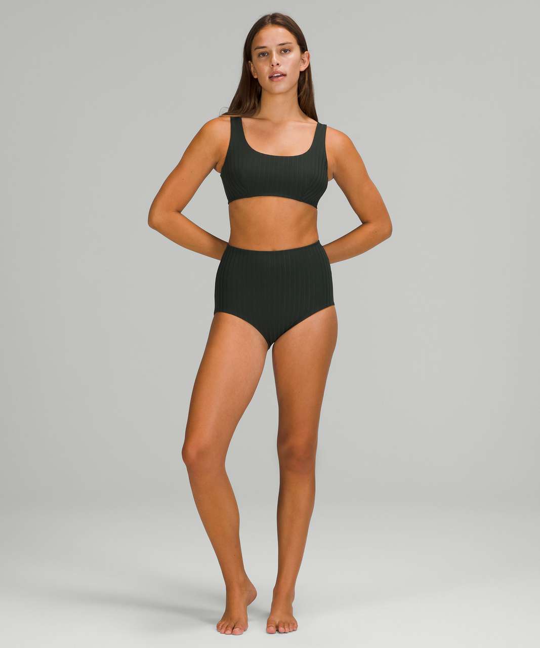 Lululemon Ribbed Square-Neck Swim Top *B/C Cups - Black - lulu fanatics