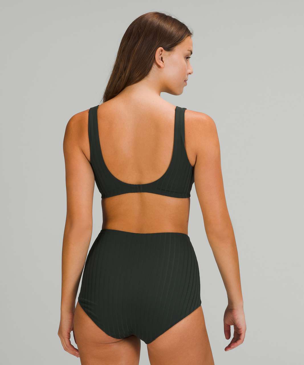 Lululemon Ribbed Square-Neck Swim Top *B/C Cups - Rainforest Green