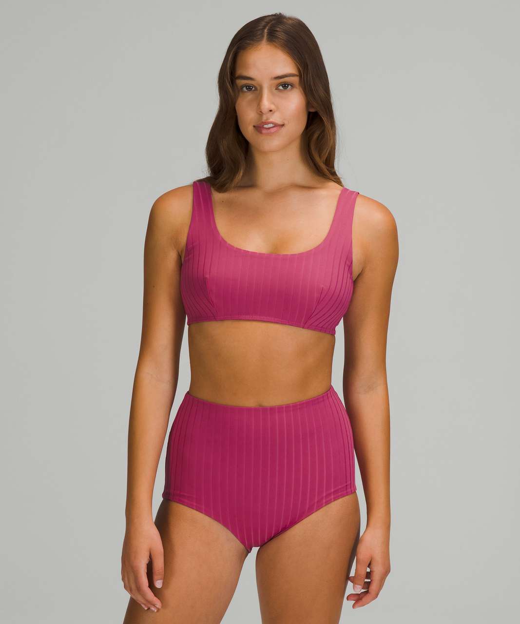 Lululemon Ribbed Square-Neck Swim Top *B/C Cups - Pink Lychee