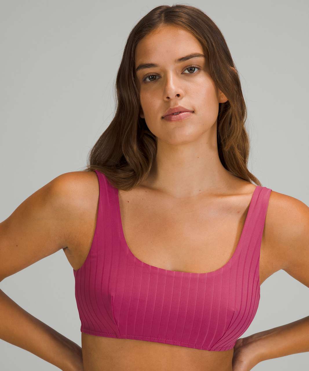 Lululemon Ribbed Square-Neck Swim Top *B/C Cups - Pink Lychee