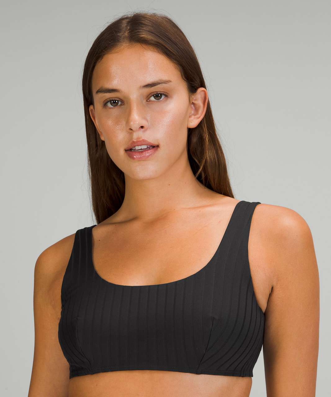 Ribbed Seamless Square Neck Bra - Cappuccino