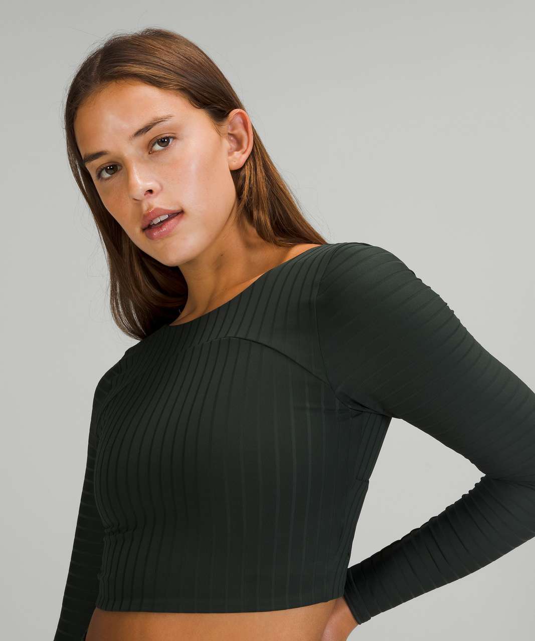 Lululemon Ribbed Cropped Wrap-Back Long Sleeve - Rainforest Green