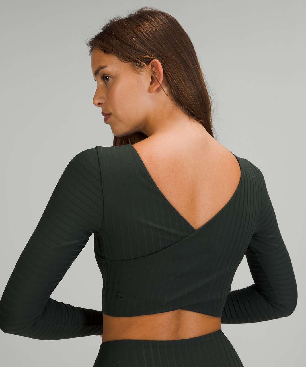 Lululemon Ribbed Cropped Wrap-Back Long Sleeve - Rainforest Green