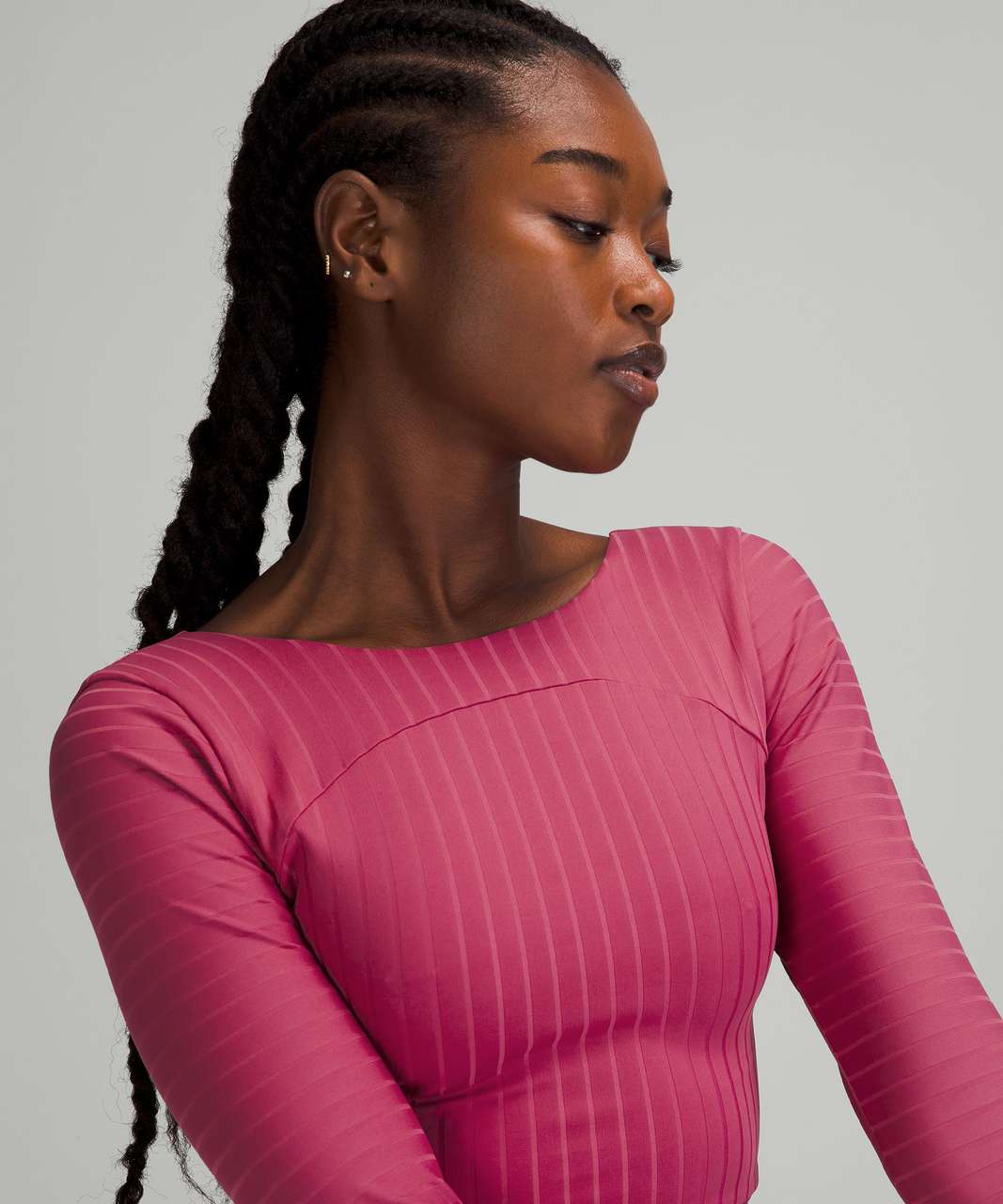 Lululemon Ribbed Cropped Wrap-Back Long Sleeve - Pink Lychee - lulu fanatics