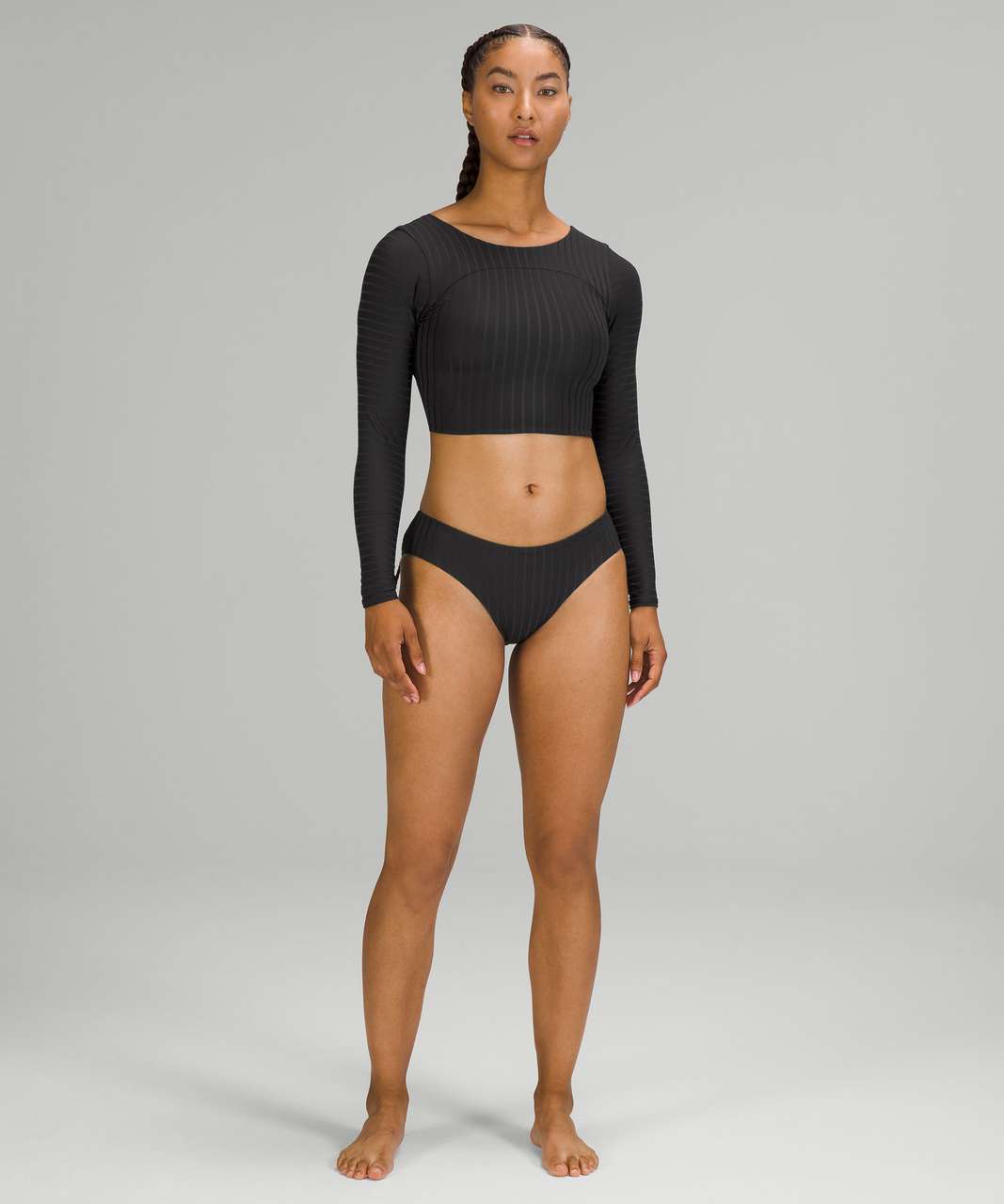 Lululemon Ribbed Cropped Wrap-Back Long Sleeve - Black - lulu fanatics