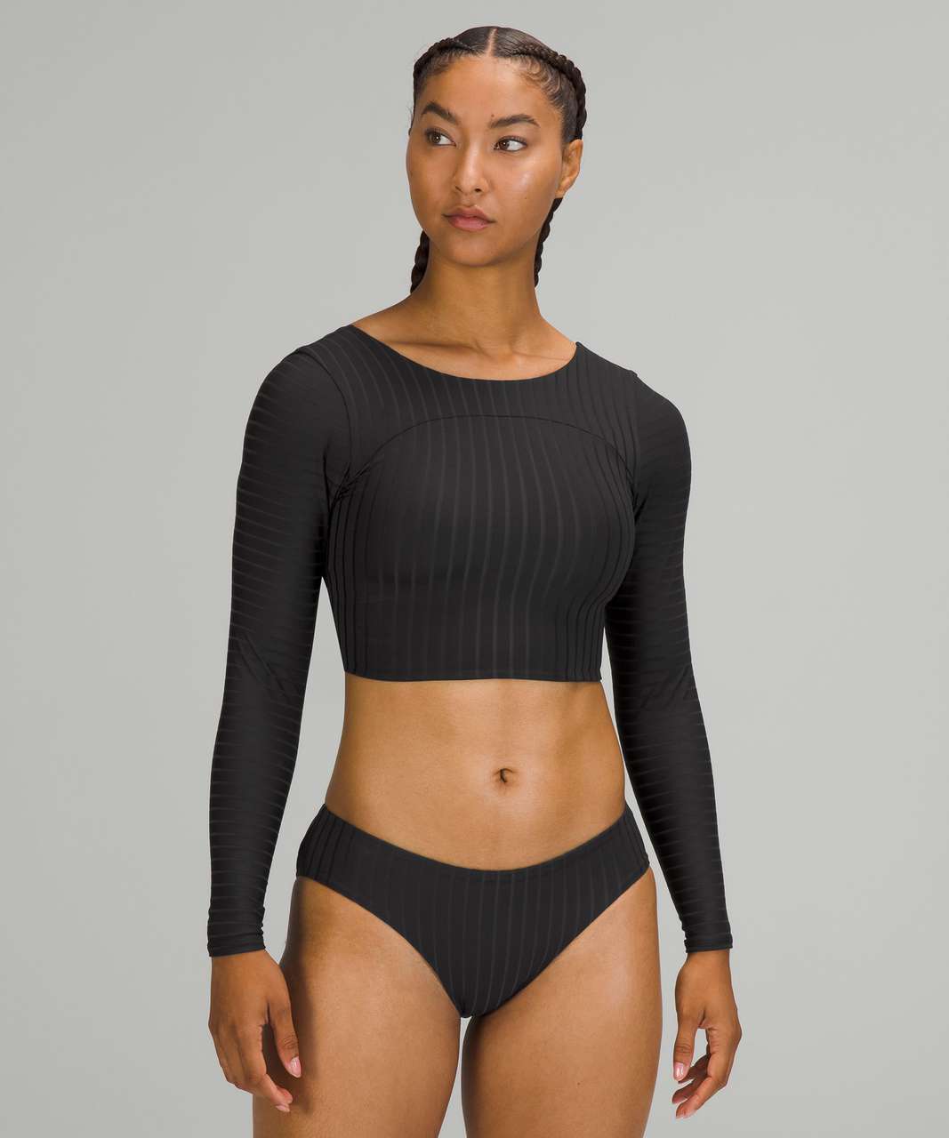 Lululemon Ribbed Cropped Wrap-Back Long Sleeve - Black