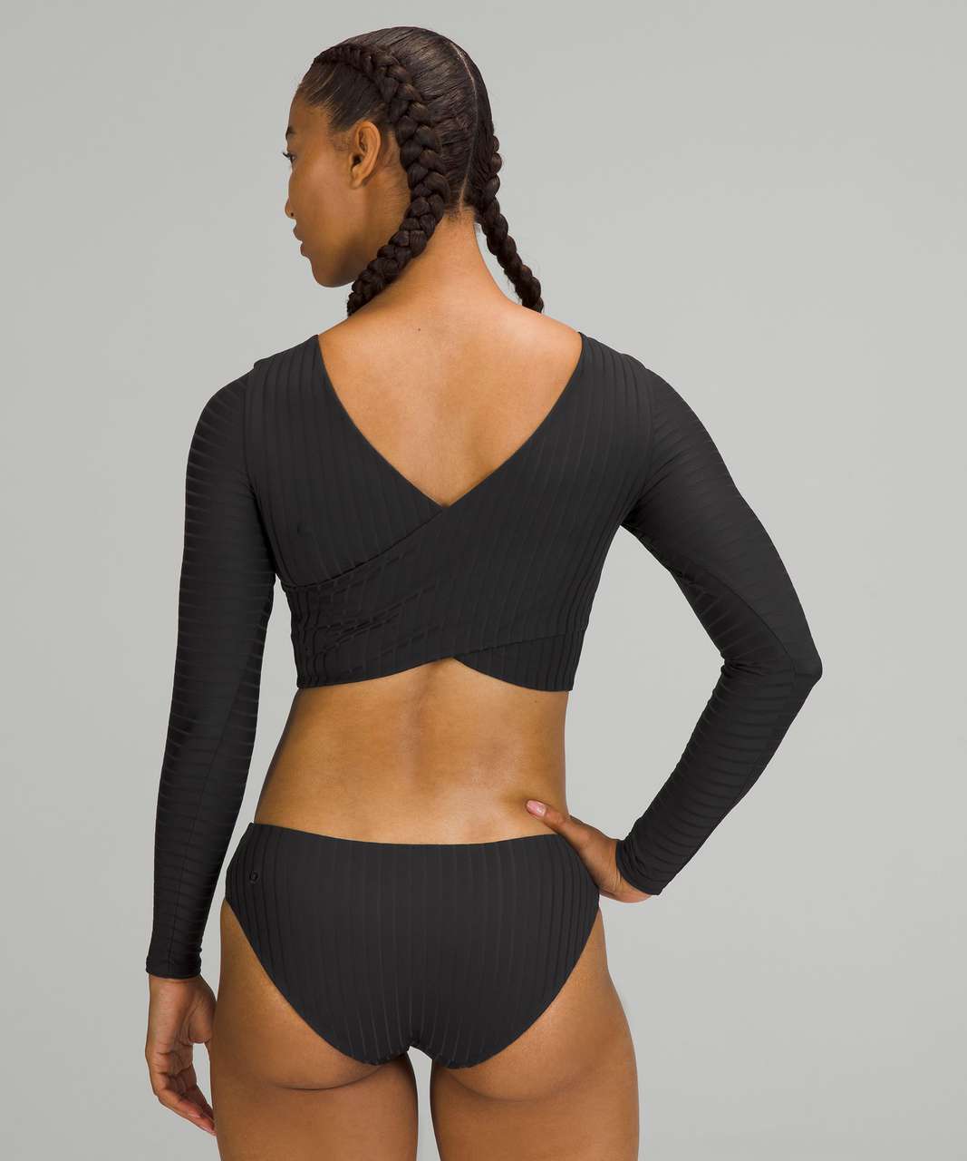 Lululemon Ribbed Cropped Wrap-Back Long Sleeve - Black