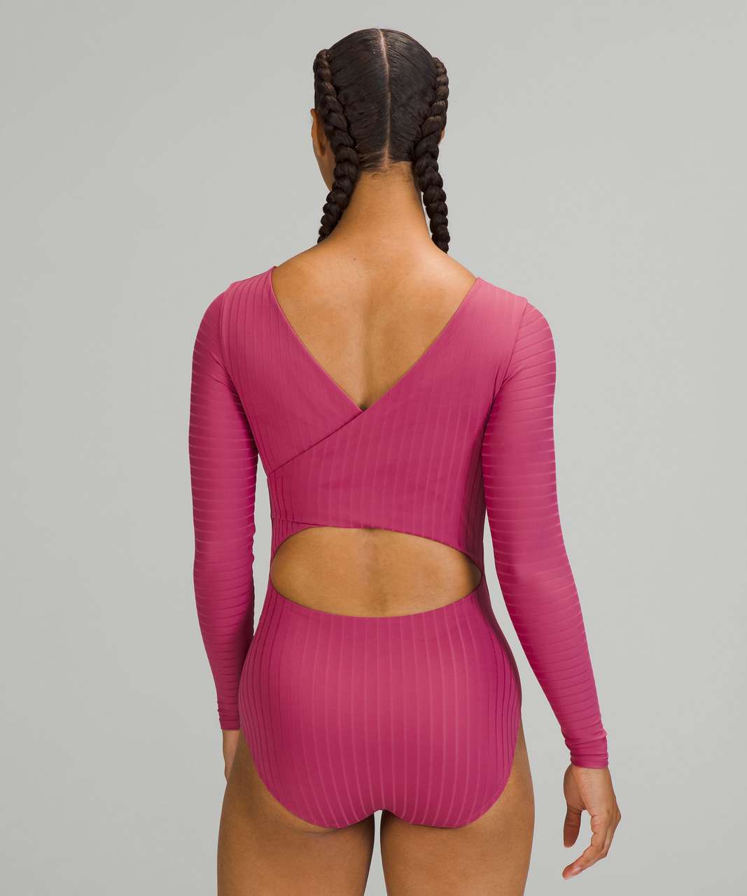 Lululemon Ribbed Wrap-Back Long-Sleeve One-Piece - Pink Lychee