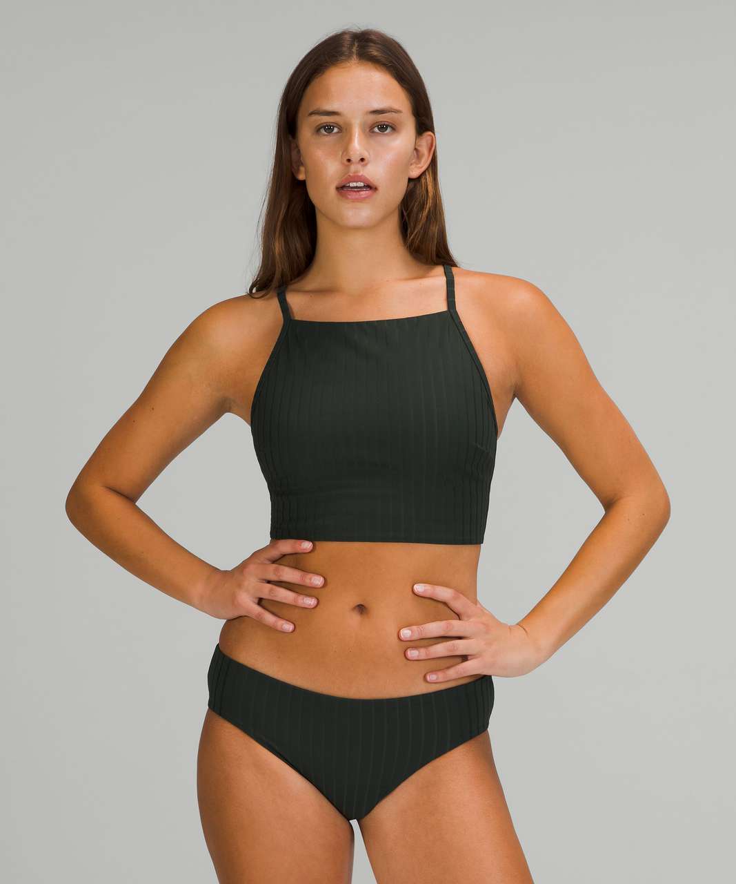 Lululemon Ribbed High-Neck Long-Line Top *B/C Cups - Rainforest Green