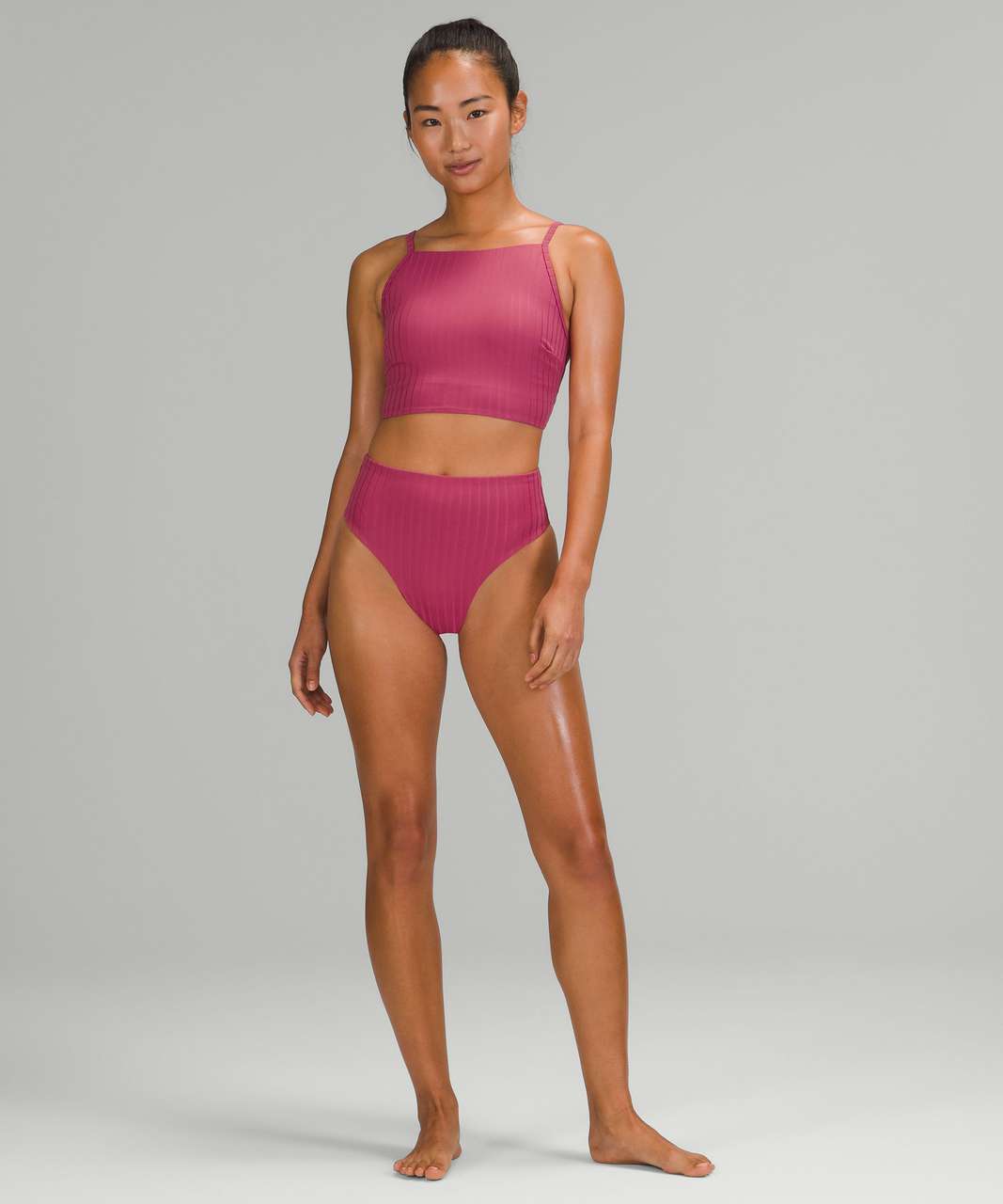 Lululemon Ribbed High-Neck Long-Line Top *B/C Cups - Pink Lychee